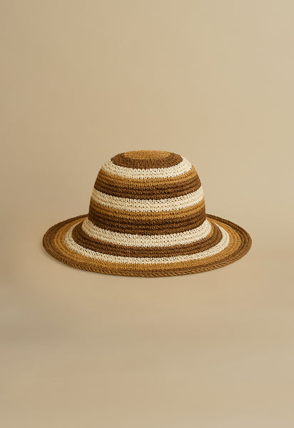 Beige Brown Swirl Stripe Sun Hat Accessories | Swirl Stripe Fine String Trim Sun Hat | Poshmark main image 4